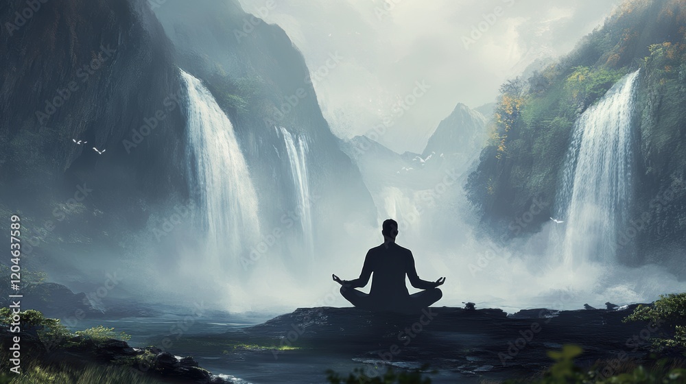 A person is doing medication with tranquil peaceful settings. A person is doing medication with tranquil peaceful settings.