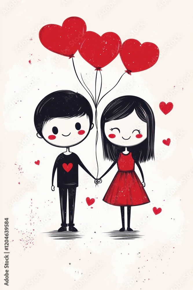 Happy Valentine’s Day greeting card with lovely couple and heart shape. Happy Valentine’s Day greeting card with lovely couple and heart shape.