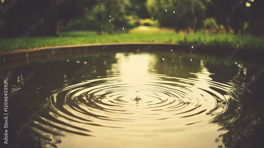 Serene Water Ripples in a Garden Pond, Nature Photography Serene Water Ripples in a Garden Pond, Nature Photography