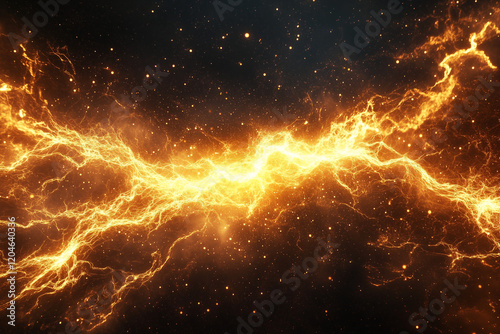 Golden Filament Light Flickering with Electrical Force Illuminating the Dark Surroundings
