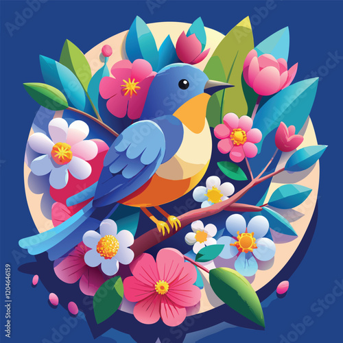 Photography logo birds on a branch vector