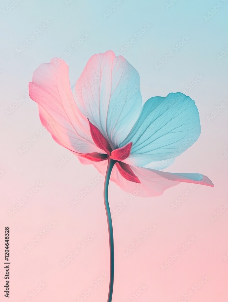 Obraz premium Beautiful flower with soft pastel colors in a serene background during sunset. Generative AI