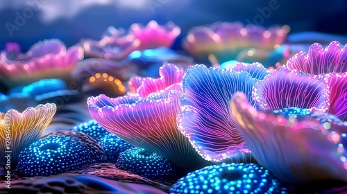 glowing neon bio luminescent coral reef - bio luminescence photo