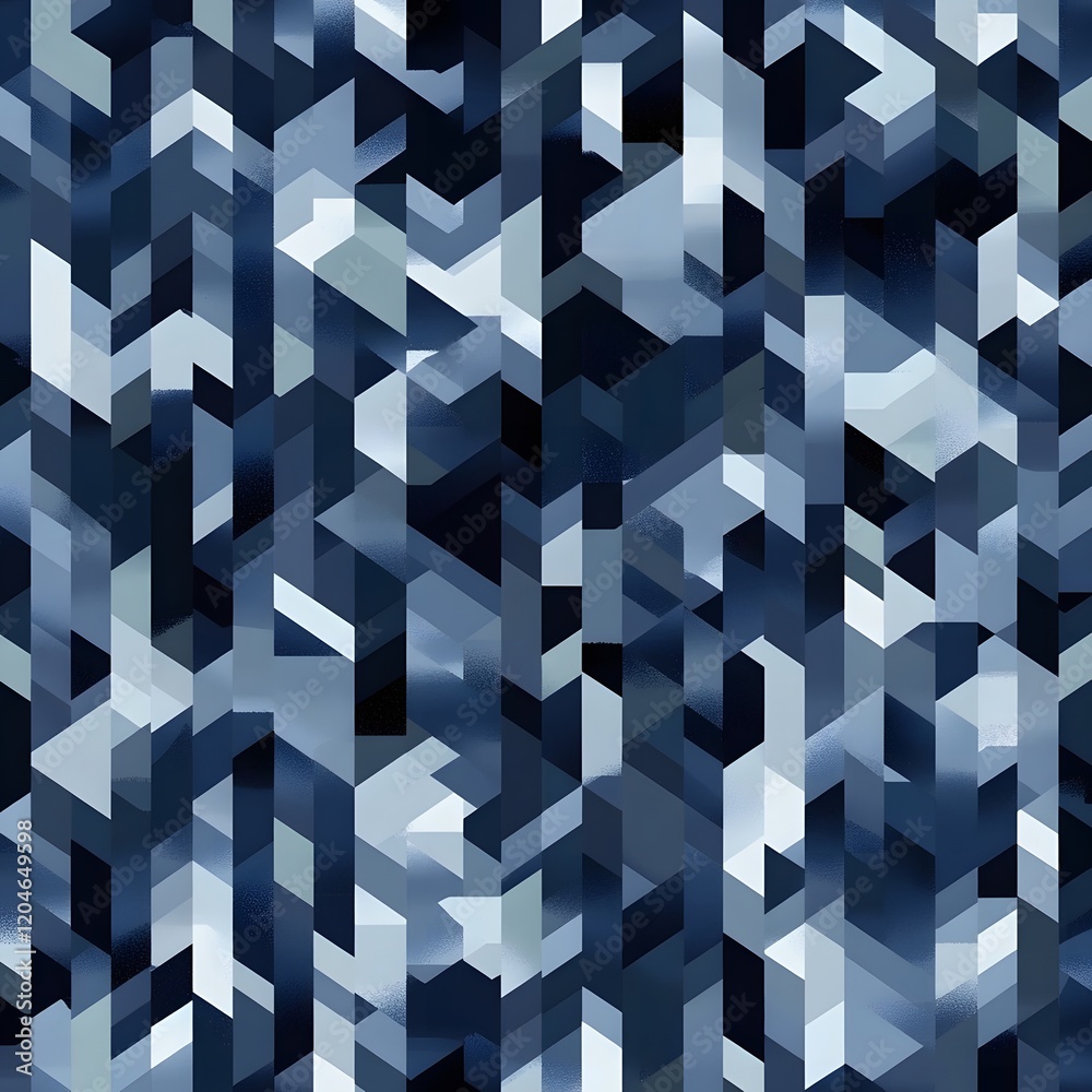 Digital camouflage background, vector seamless pattern, army blue, dark blue, and white color, with a blend of natural colors used for camouflage