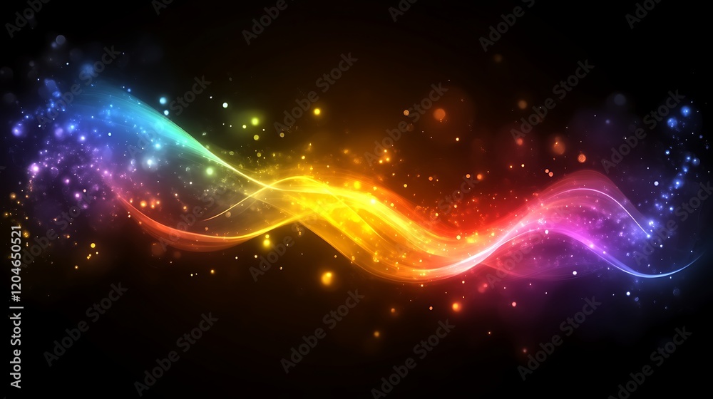 Fototapeta premium Rainbow Wave Abstract Light Sparkle Design
