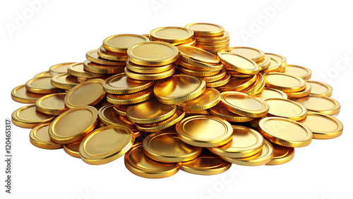 3d realistic money gold coin with transparent background