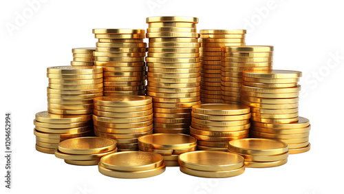 3d realistic money gold coin with transparent background