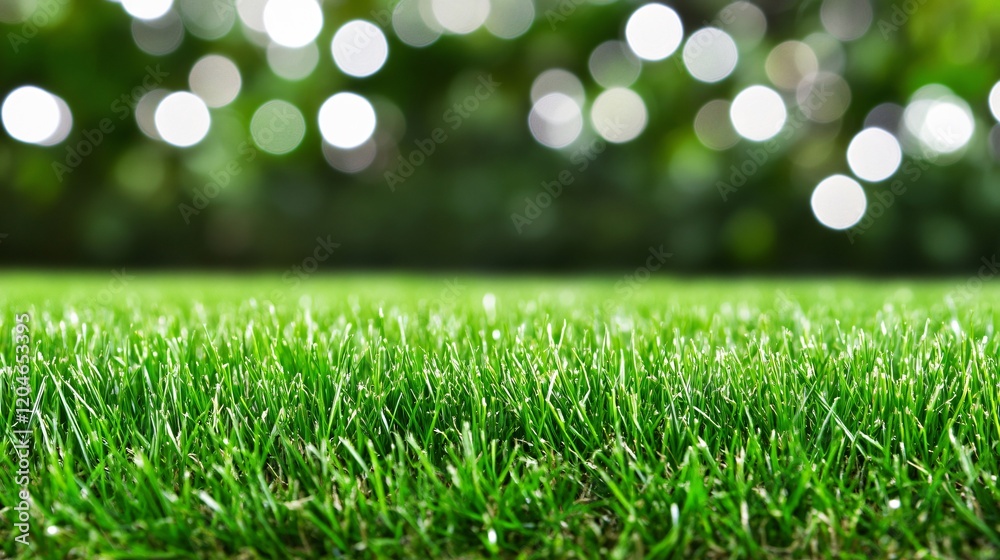 Naklejka premium Vibrant Green Grass Close Up with Bokeh Background