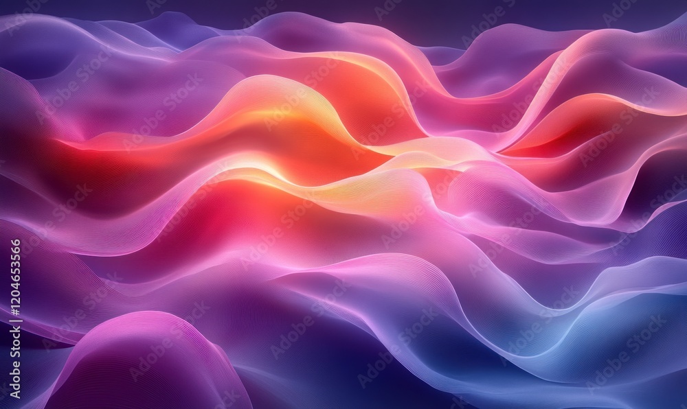 Fototapeta premium Vibrant Abstract Composition Smooth Curved Shapes in Purple and Blue with Soft Ambient Lighting