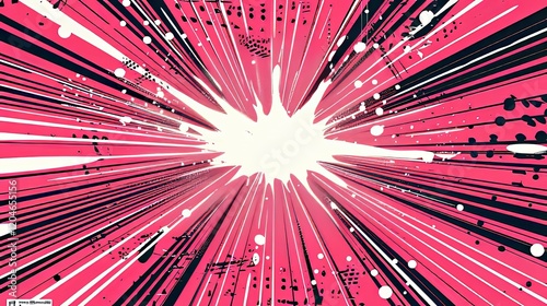 Abstract Pink and Black Radial Lines Converging to White Center