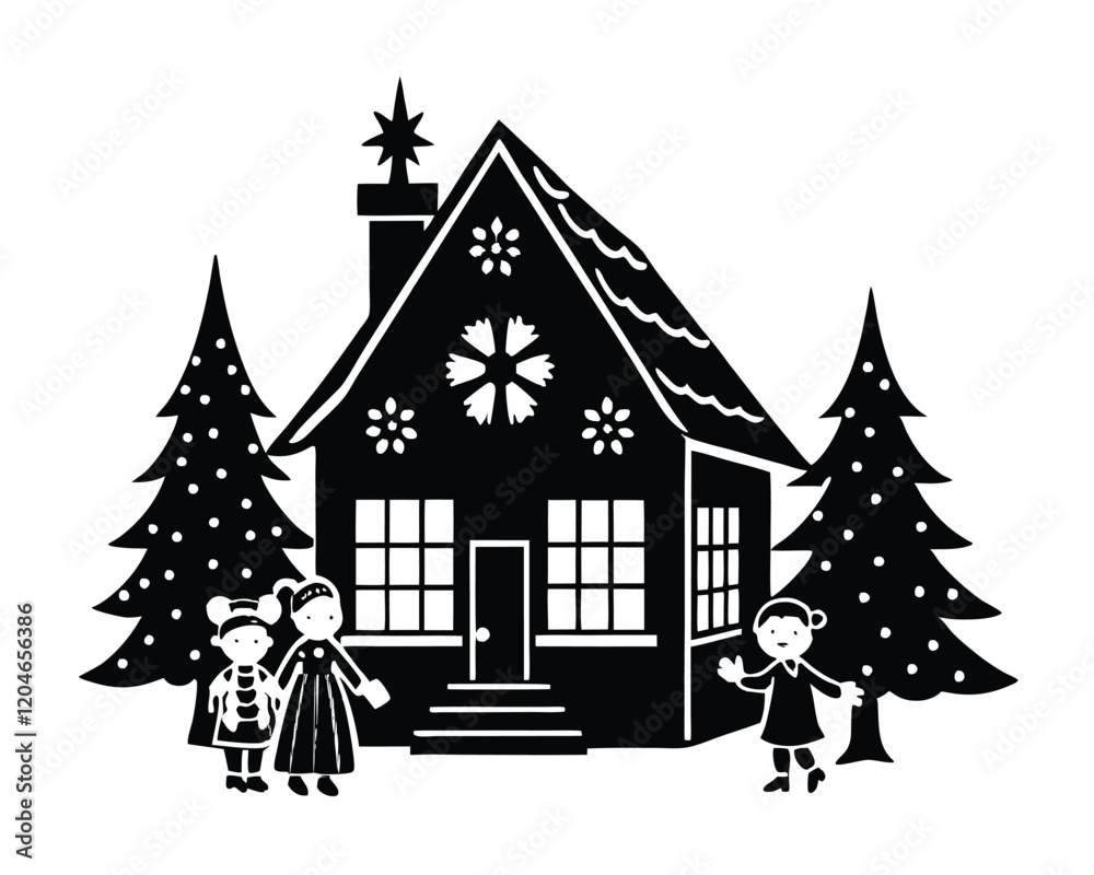 Obraz premium christmas tree with gifts vector and snowman
