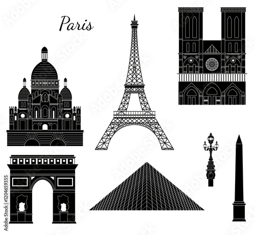 illustration in style of flat design on the theme of Paris.
