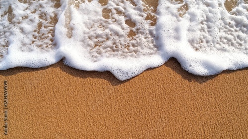 Ocean Wave Crashing on Sandy Beach: A Serene Coastal Scene photo