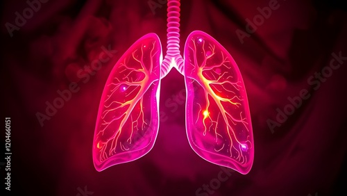 neon color digital rendering of human lungs