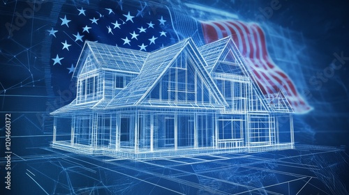 American Dream Home Architectural Blueprint Design
