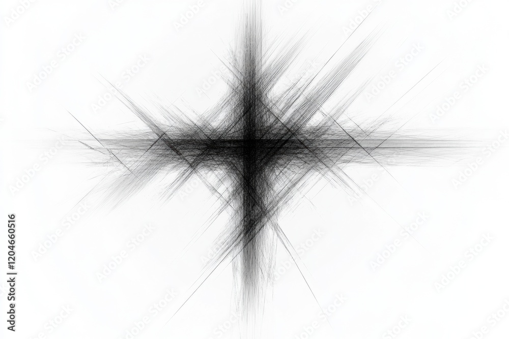 Artistic black and white abstract design featuring intersecting lines and textures creating a star like pattern. Generative AI Artistic black and white abstract design featuring intersecting lines and textures creating a star like pattern. Generative AI