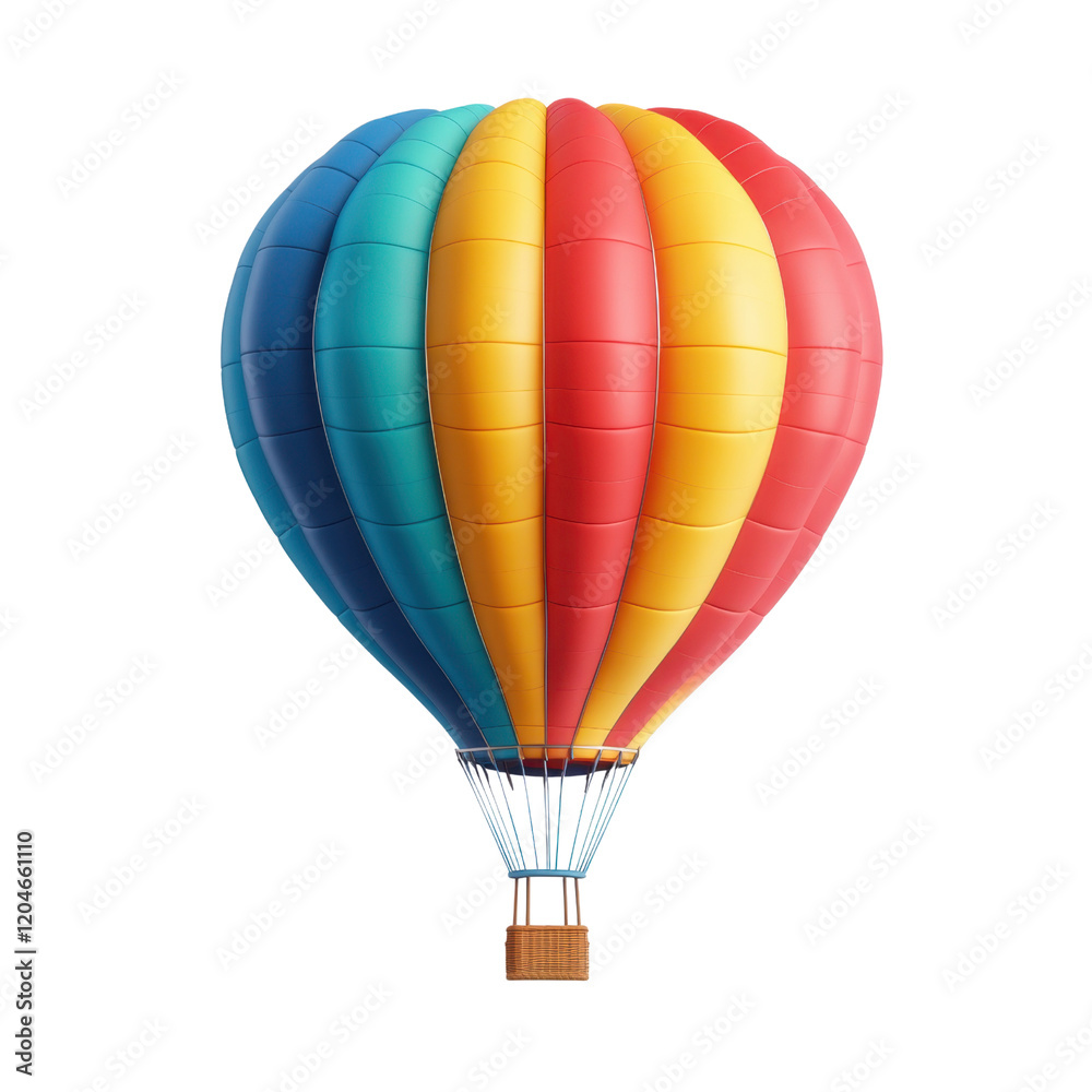 Fototapeta premium Vibrant Colorful Hot Air Balloon Against Clear Blue Sky