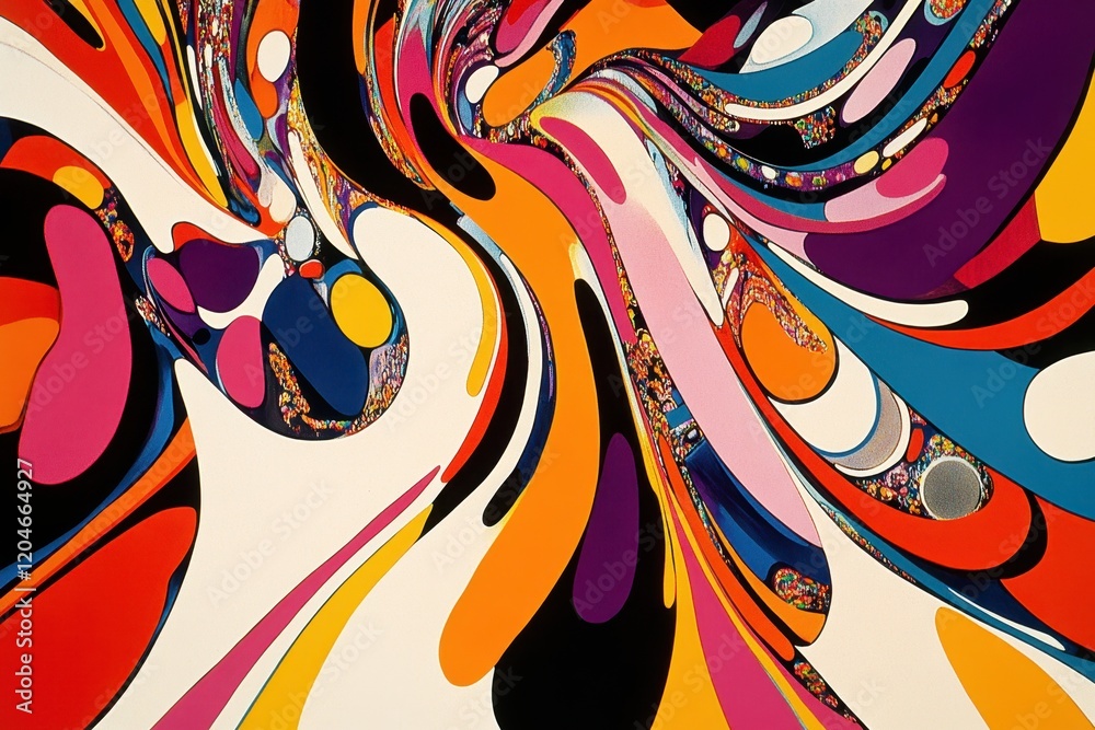 Obraz premium Colorful Psychedelic Swirls from the 1960s