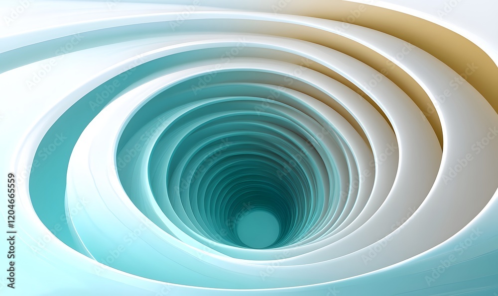 Abstract swirling tunnel of teal, white, and beige. Abstract swirling tunnel of teal, white, and beige.