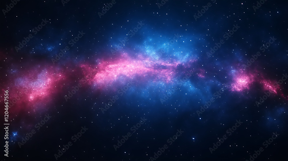 Obraz premium Cosmic Nebula Pink And Blue Hues Across Starry Sky