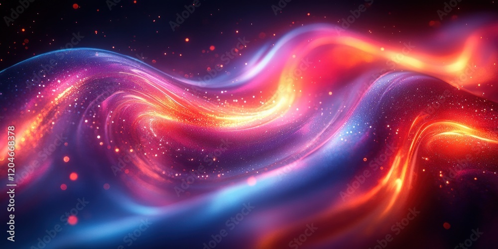 Futuristic Abstract Digital Art with Swirling Metallic Strands and Neon Lighting over Black Background Futuristic Abstract Digital Art with Swirling Metallic Strands and Neon Lighting over Black Background