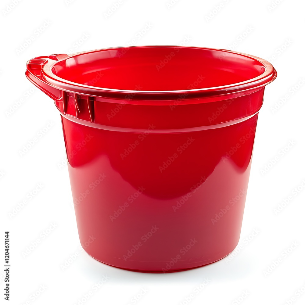 Red plastic bucket isolated on white background Red plastic bucket isolated on white background