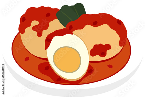 telur balado indonesian food cartoon illustration