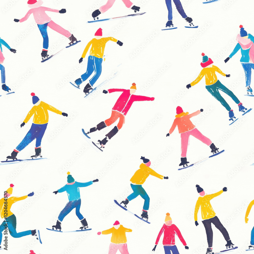 Seamless repetitive background pattern of skater skating for fabric design. Seamless repetitive background pattern of skater skating for fabric design.