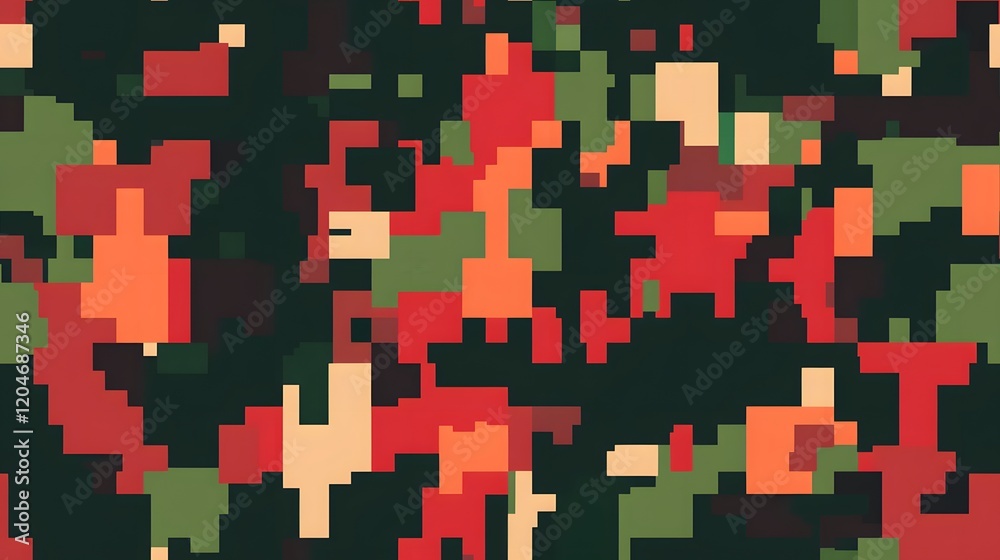 Digital camouflage background, army black, orange, red, chocolate, and light brown color, with a blend of natural colors used for camouflage Digital camouflage background, army black, orange, red, chocolate, and light brown color, with a blend of natural colors used for camouflage