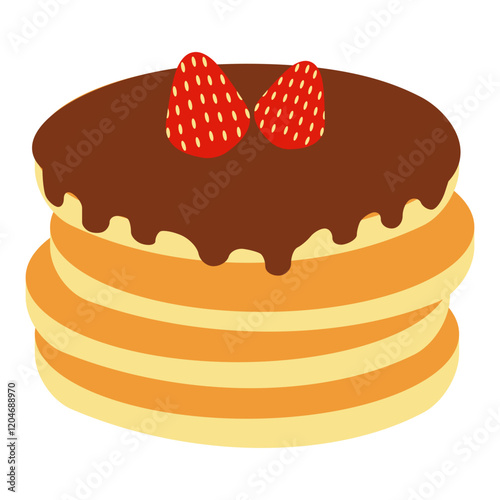 Pancake with chocolate and strawberry vector
