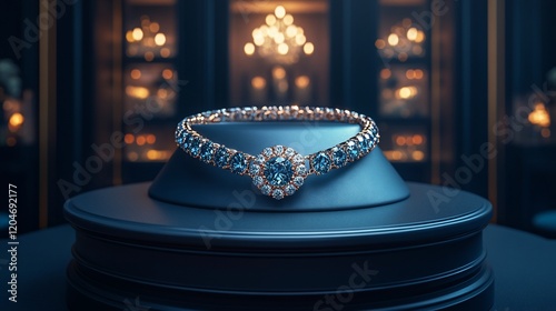 Luxury Blue Diamond Bracelet Displayed in Elegant Jewelry Store