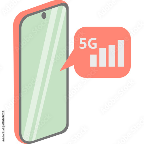 5G signal pink smart phone icon vector