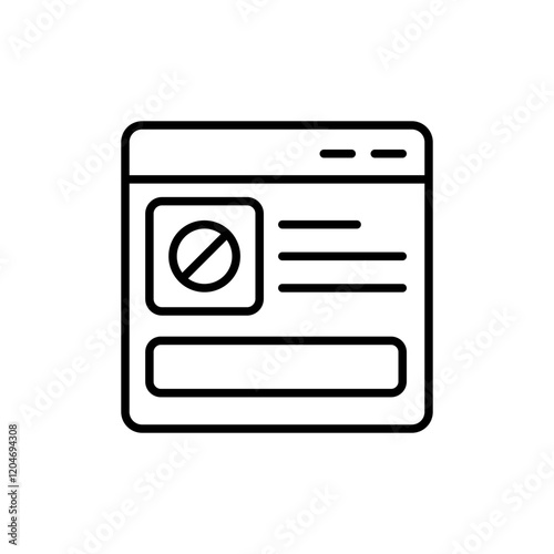 Ad blocker outline icons, accounting minimalist vector illustration ,simple transparent graphic element .Isolated on white background