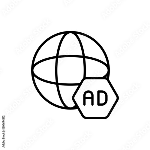 Ad blocker outline icons, accounting minimalist vector illustration ,simple transparent graphic element .Isolated on white background