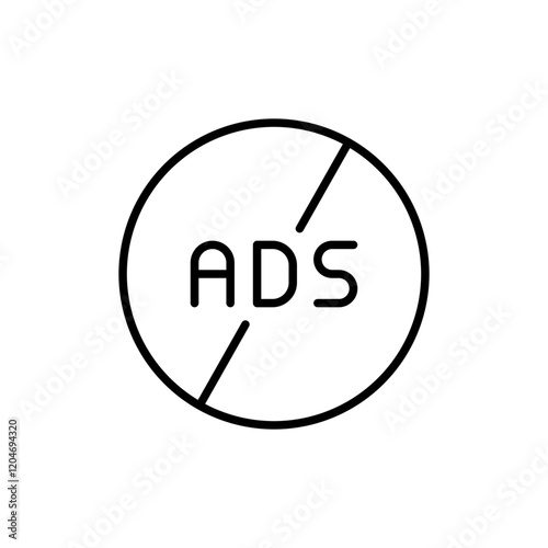 Ad blocker outline icons, accounting minimalist vector illustration ,simple transparent graphic element .Isolated on white background