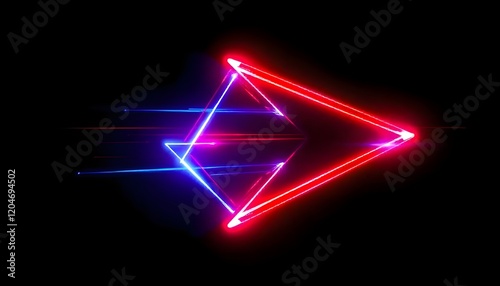 Wallpaper Mural An abstract arrow shape created by vibrant red and blue light streaks, set against a dark background Torontodigital.ca
