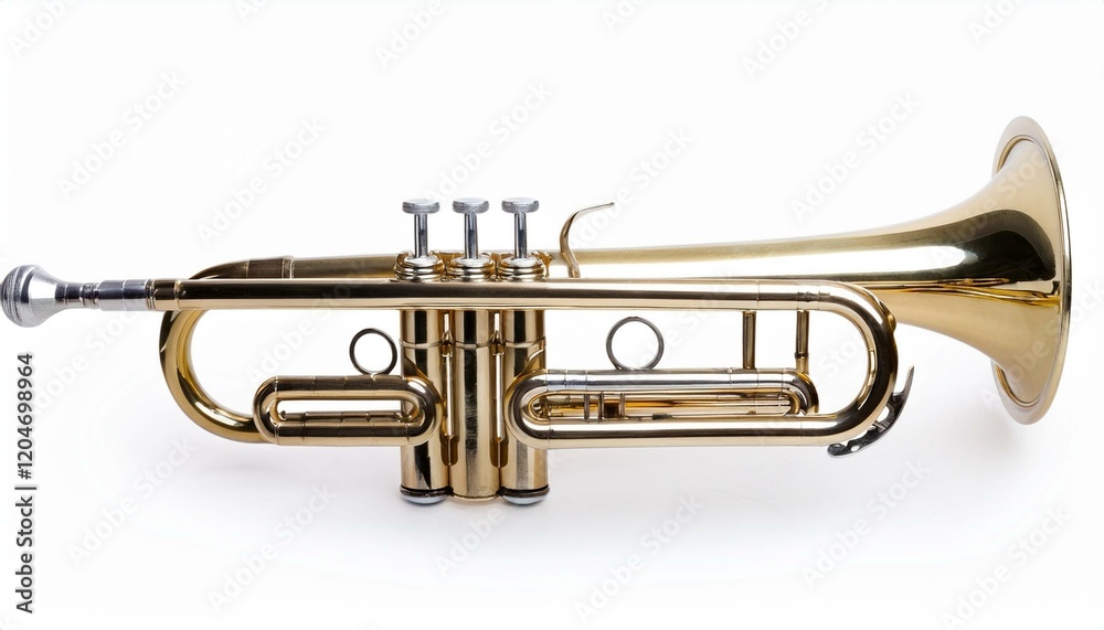 Obraz premium A gleaming gold trumpet, ready to play a tune.