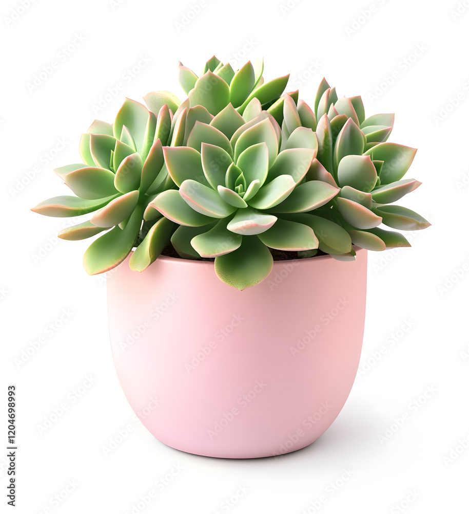 Echeveria Succulent in Pink Pot Isolated on White Background Echeveria Succulent in Pink Pot Isolated on White Background