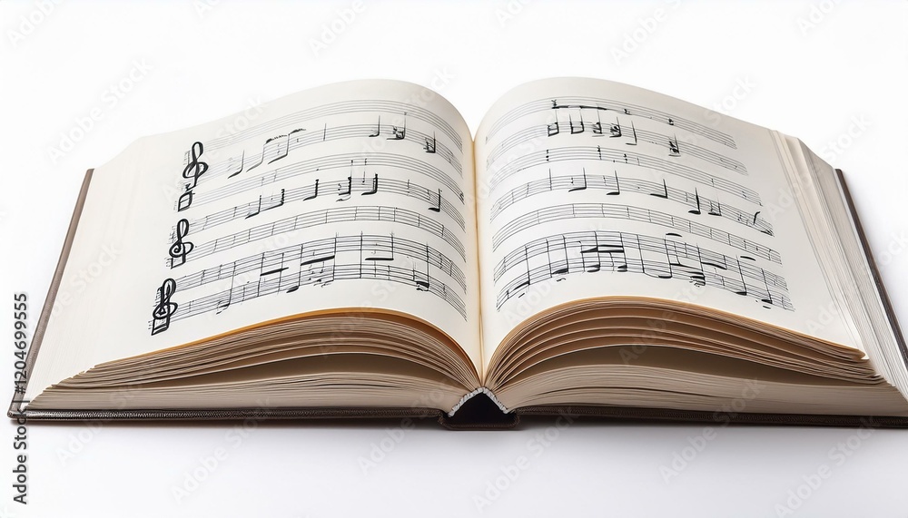 Open book filled with musical notations. Open book filled with musical notations.