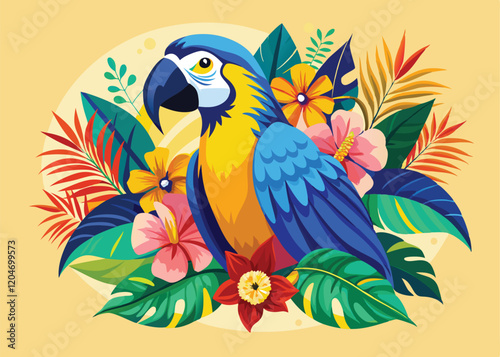 blue and yellow macaw vector