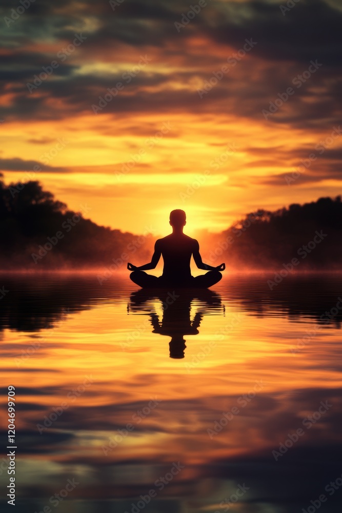 A person is doing medication with tranquil peaceful settings. A person is doing medication with tranquil peaceful settings.