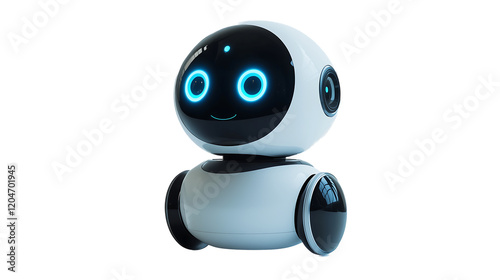Cute Friendly Robot AI Companion, Smart Home Automation isolated transparent background