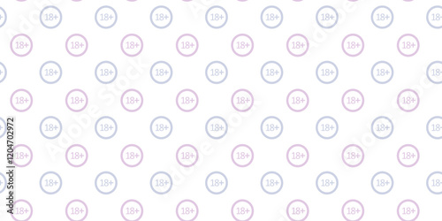 Pattern featuring 18 plus symbols on a light background for adult content notification