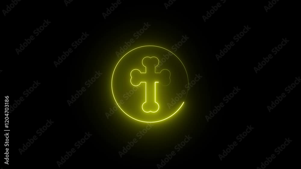 Glowing neon line Christian cross icon isolated on black background. Church cross. 4K Video motion graphic animation Glowing neon line Christian cross icon isolated on black background. Church cross. 4K Video motion graphic animation