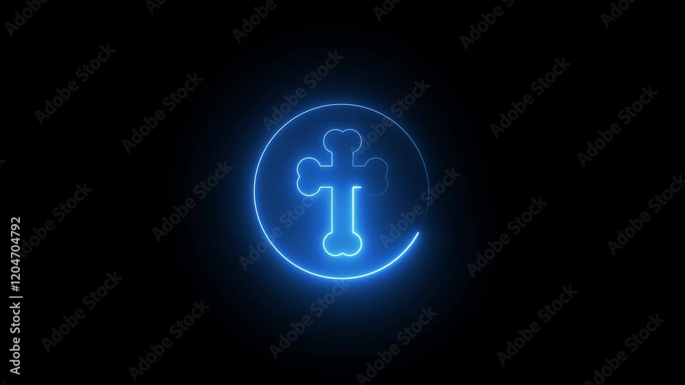 Glowing neon line Christian cross icon isolated on black background. Church cross. 4K Video motion graphic animation Glowing neon line Christian cross icon isolated on black background. Church cross. 4K Video motion graphic animation