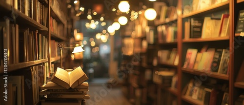 Quiet bookshop haven cozy environment literary escape warm lighting inviting atmosphere