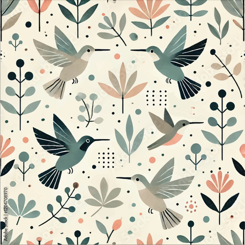 HUMMINGBIRD BACKGROUND DESIGN PRINT IN VECTOR