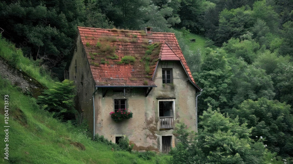Secluded Hillside House: A Rustic Retreat in Verdant Surroundings Secluded Hillside House: A Rustic Retreat in Verdant Surroundings