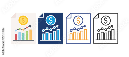 report icon with 4 different styles. colored, two-color line, two-color glyph,and line. design inspiration for any interface and purpose