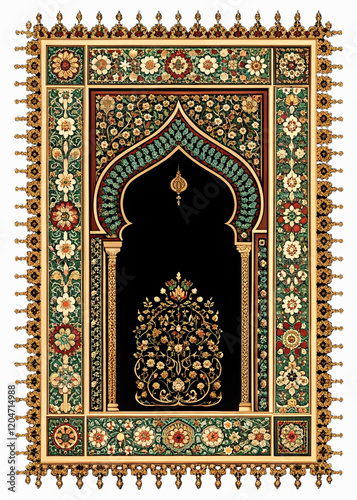 Islamic Prayer Mat Floral Janamaz Musalla photo